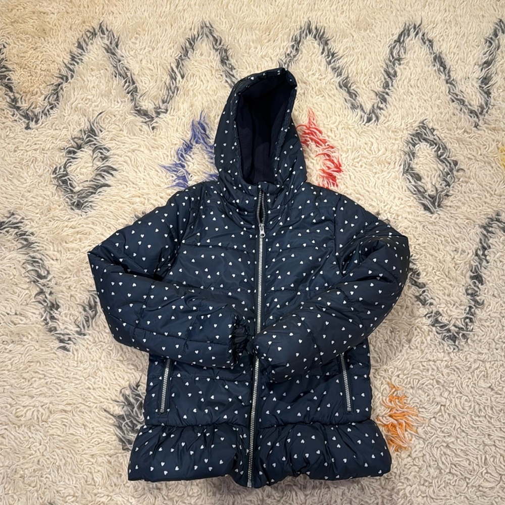 Never Worn Navy Girls Puffer Jacket Coat from France size 11/12
